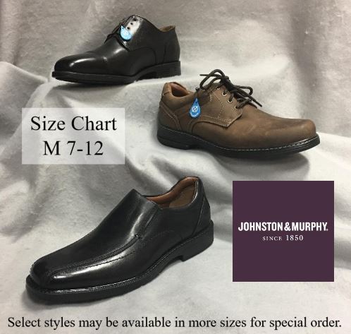 Johnston and murphy size on sale chart